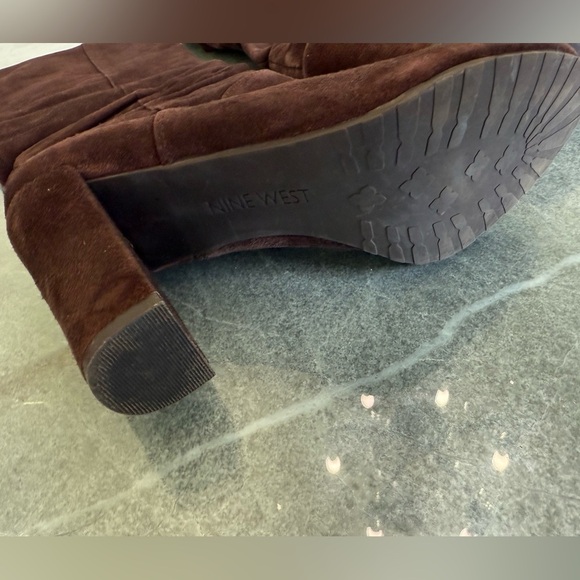 [SOLD] Nine West Shiryl Boot - Dark Brown Suede Tall Slouch Pull On 7.5M - Picture 3 of 5